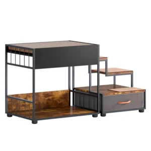 Dog Bunk Bed with Steps & Storage Drawer